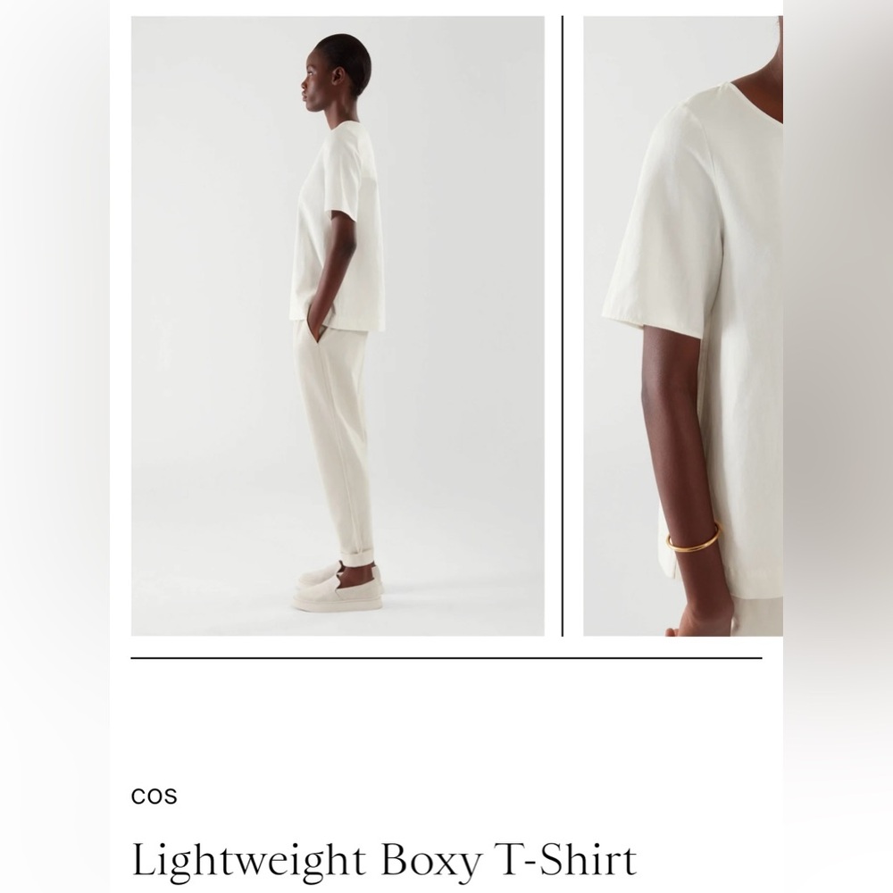 COS Ladies Small- White Boxy Cotton Linen Shirt- Pleated Back